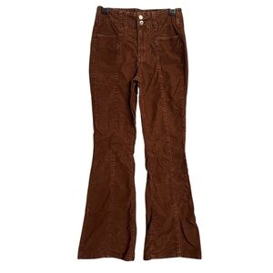 Vintage Y2K No Boundaries Brown Corduroy Flare Leg Pants Front Seam Womens 8